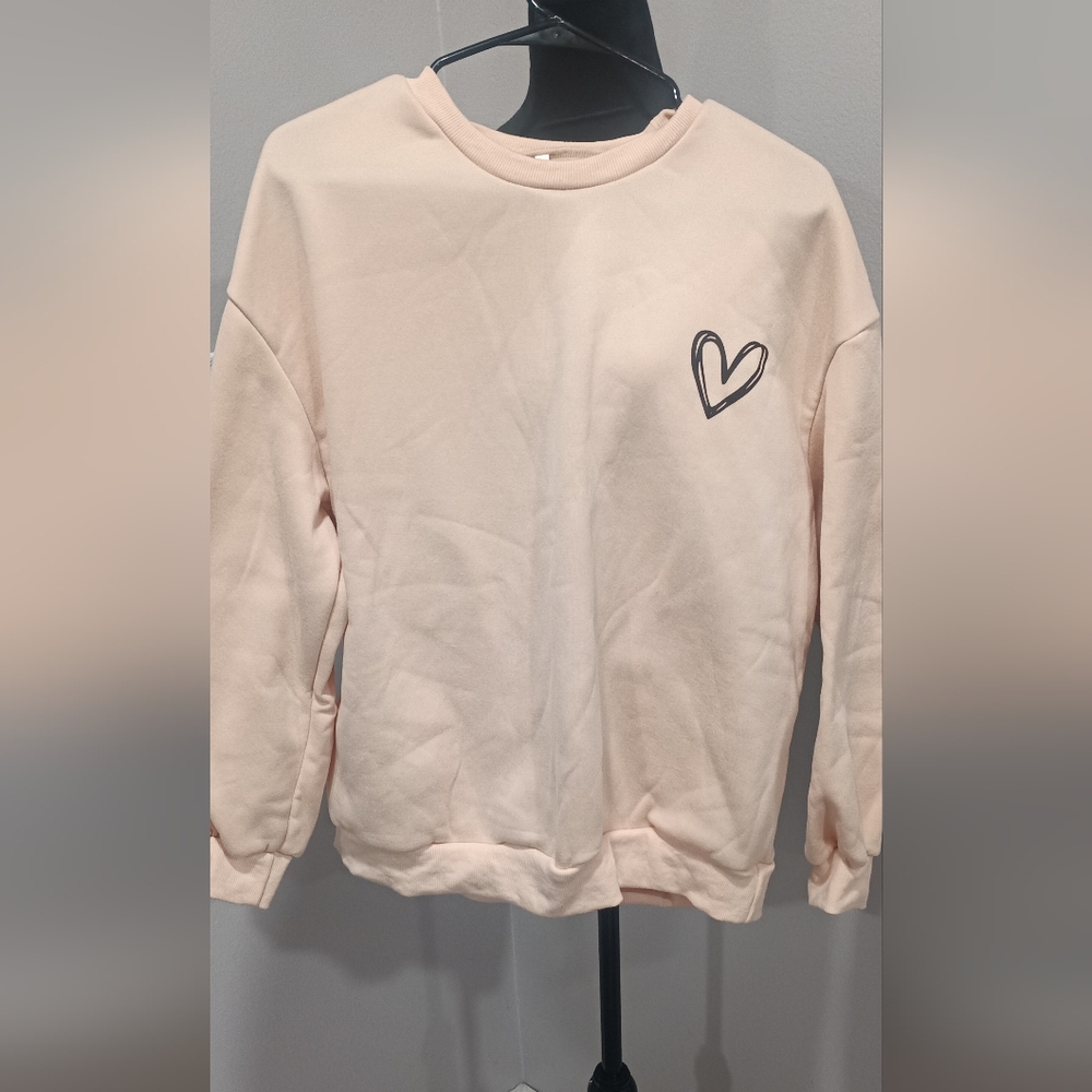 Cream Sweatshirt with Heart Design